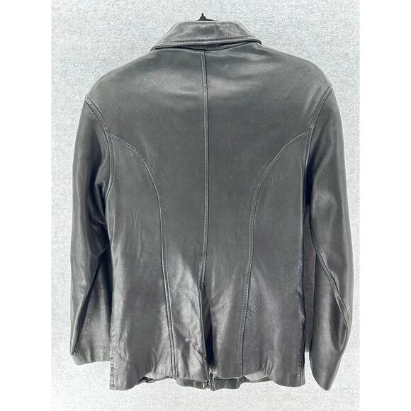 Vintage Luis Alvear Women's sz M Black Leather Zip Up Jacket Soft 90s Y2k - Picture 9 of 10